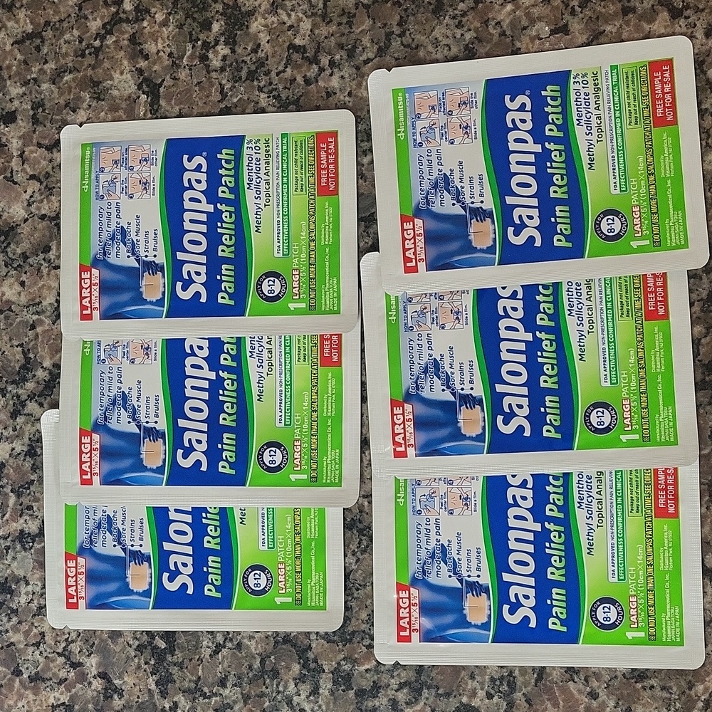 Salonpas Pain Relief Patch new 1 LARGE lot of 6 all sealed 10 cm x 14 cm